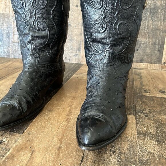 Los Altos Black Full Quill Ostrich Western Cowboy Boots Mens 13 D - Picture 12 of 12